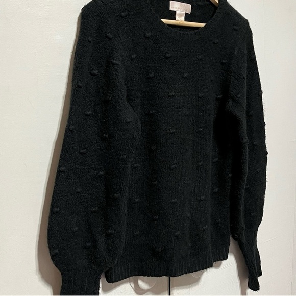Rachel Parcell Bobble Stitch Bishop Sleeve Sweater in Black - Picture 5 of 10